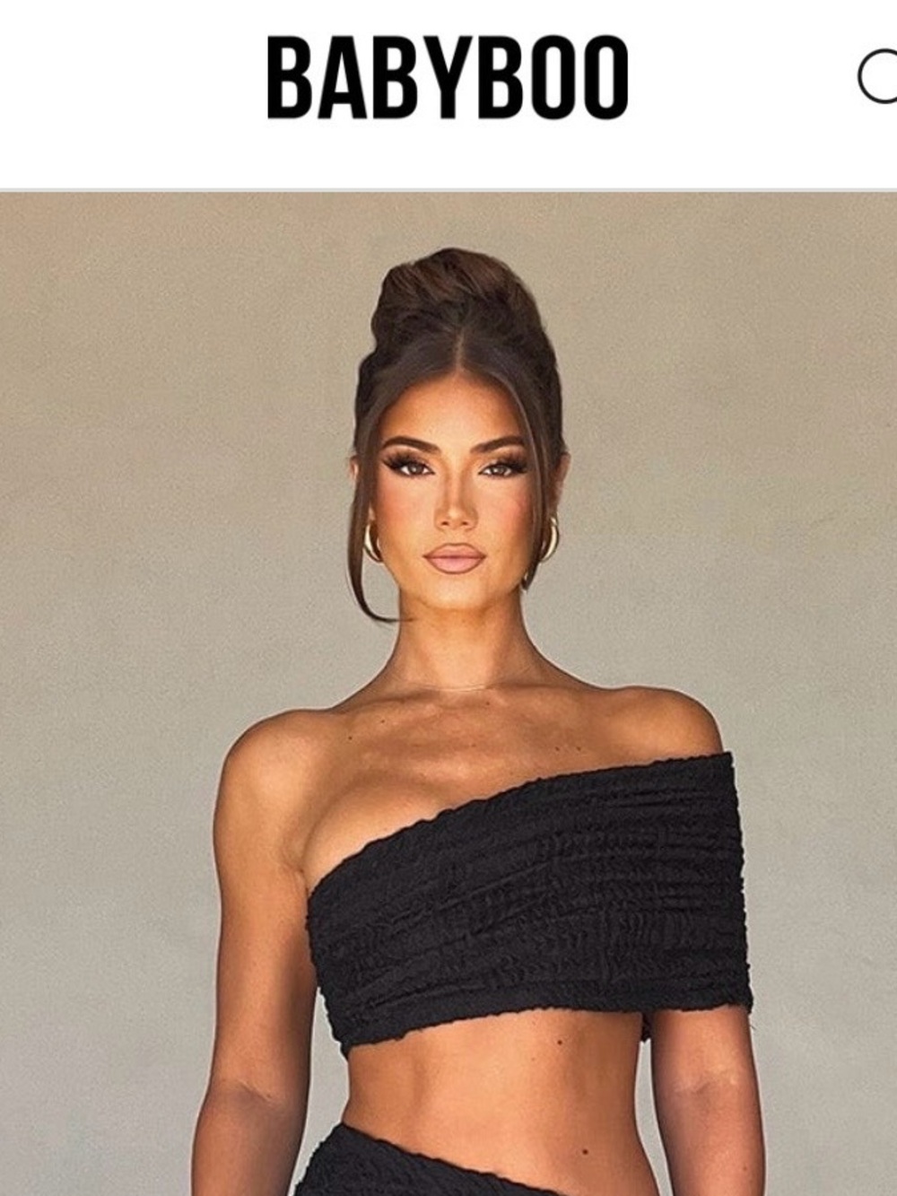 Babyboo Black One-Shoulder Ruched Camisole Crop Top